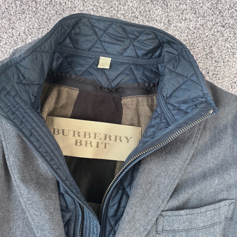 Burberry Brit Navy and Gray Quilted Jacket men’s Medium - zip out “vest” - Picture 2 of 9